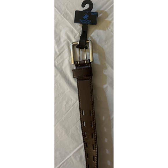 Beverly Hills Polo Club Double Prong Belt Brown. Bonded Leather Size 40/42 Mens‎ - Picture 5 of 5